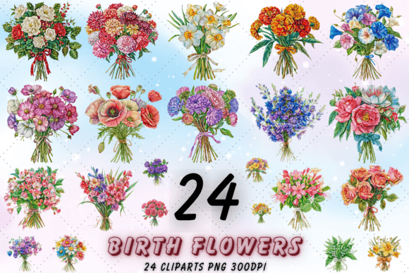 Download Birth Month Flower Sublimation Clipart - Premium Resources