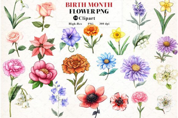 Download Birth Month Flower Clipart - Month flower Collection