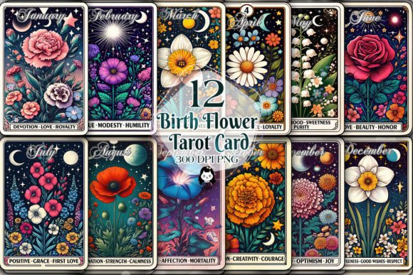 Download Birth Month Flower Tarot Card Clipart - Month flower Collection